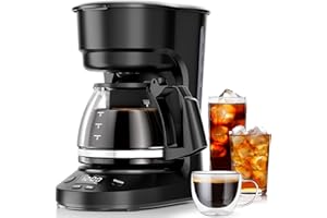 Kismile Compact Coffee Maker with LED Display, Small Drip Coffee Machine with Anti-Drip System, Timer, Auto Shut-Off, Dry-Boil Protection, Removable Funnel, Ideal for Home & Office (Black)