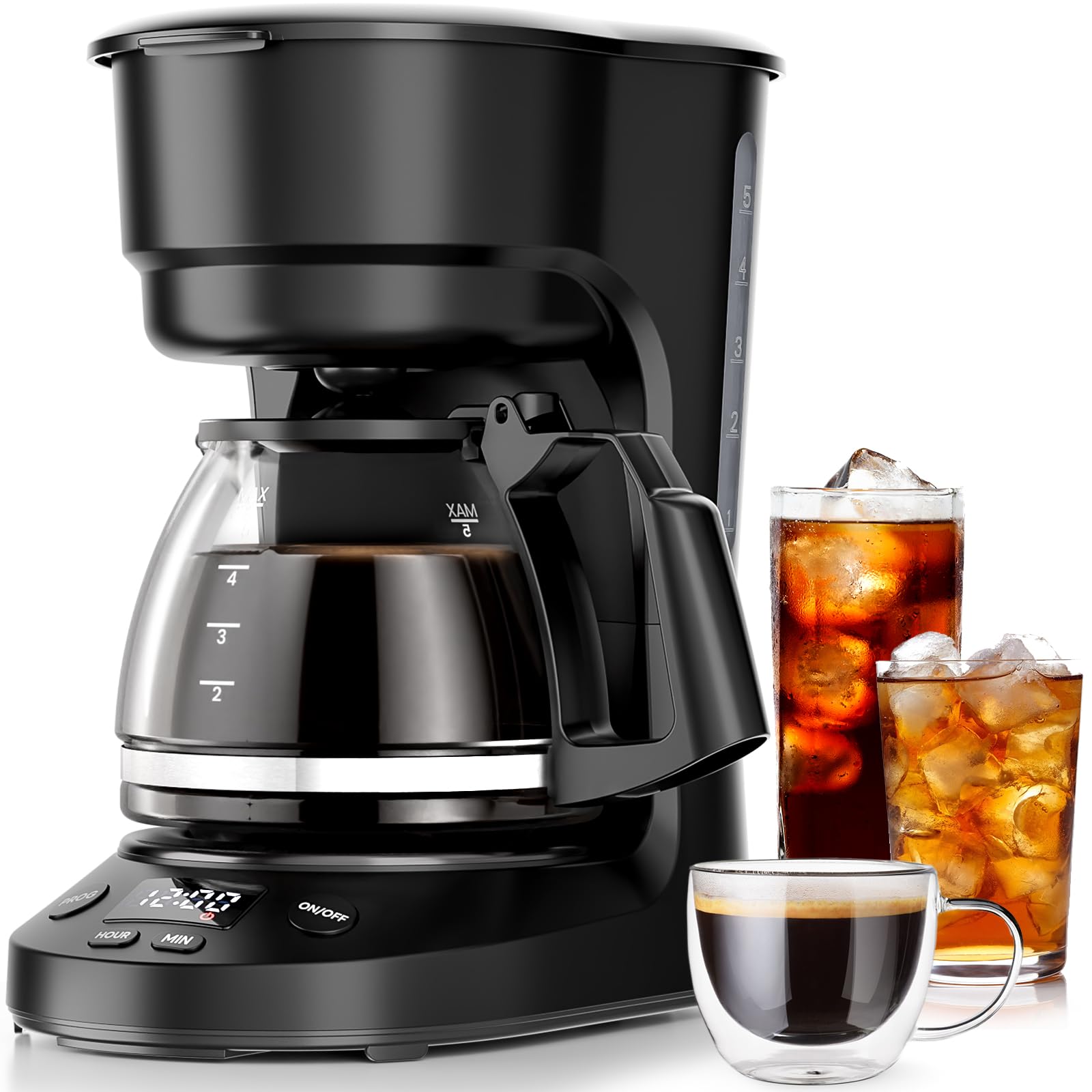Photo 1 of Kismile Compact Drip Coffee Maker, Anti-Drip System, Timer, Removable Funnel & Auto Shut-Off, Anti-Dry Protection, Perfect Small Coffee Machine for Home & Office (Black)