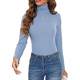 DSPSAM Women Mock Turtleneck Long Sleeve Shirt Pullover High Neck Undershirt Ribbed Thermal Shirts