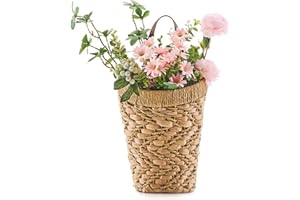 LGENHOOM Handwoven Front Door Basket Water Hyacinth Wall Hanging Basket Decorative Boho Mounted Organizer for Dried Flower Plants Storage Basket for Garden, Home, and Farmhouse Décor