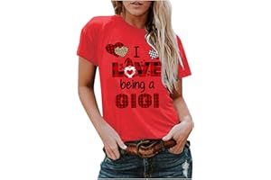 YHIWU Summer Tops for Women Casual Short Sleeve Love Printed T-Shirts Crewneck Loose Comfy Blouse Fashion Tees Basic Tops