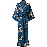 Ledamon Women's Kimono Robe Long for Women - Pocket Floral Bathrobe