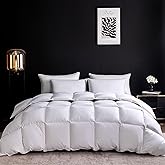WENERSI Feather Down Fiber Comforter Queen Size,Hotel Style Bedding Comforter,750+ Fill Power,1200TC,100% Organic Cotton Fabric,All Season Grey Duvet Insert with 8 Corner Tabs
