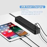 JSVER Extension Lead with USB Slots 4 USB 3 Outlets 3M 3250W 13A with Switch view 4