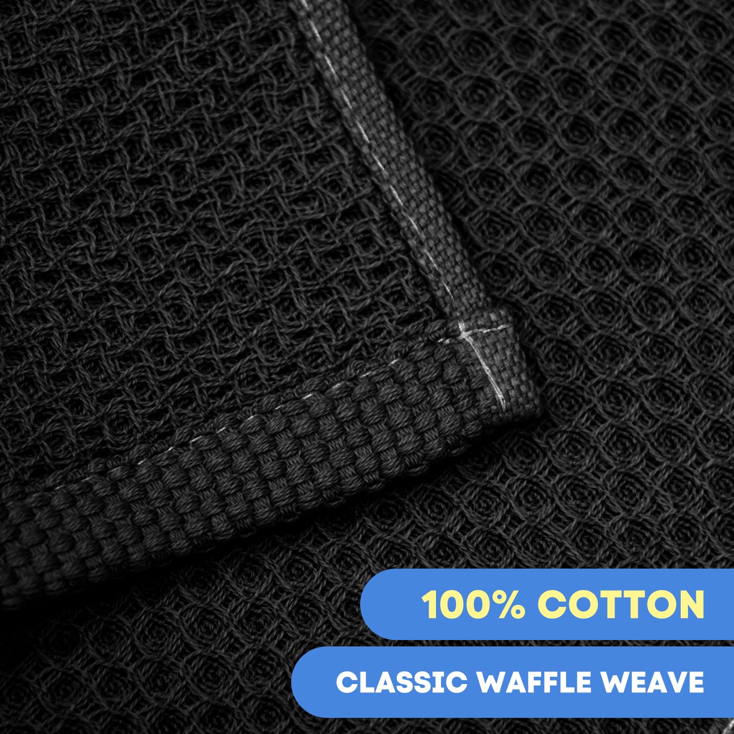 Photo 1 of 100% Cotton Black Cotton Waffle Kitchen Dish Cloths, 12x12 Inch Ultra Soft Absorbent Quick Drying Kitchen Dish Towels Set of 6