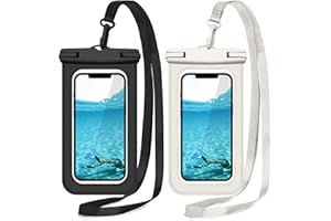 JANMITTA Universal Floating Waterproof Pouch[2 Pack],Underwater Dry Bag for iPhone 15 14 13 12 11 Pro Max XS XR X,Galaxy S24 S23 S22 S21 S20 Ultra,Pixel 8a 7a 7 6 6a,Float Case Vacation Essentials,Black+White