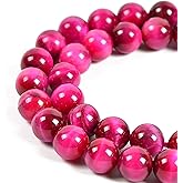 Nancybeads 45pcs 8mm Natural Magenta Tiger's Eye Gemstone Round Spacer Loose Stone Beads for Jewelry Making 15.5" 1 Strand (Magenta Tiger's Eye, 8mm 45Beads)