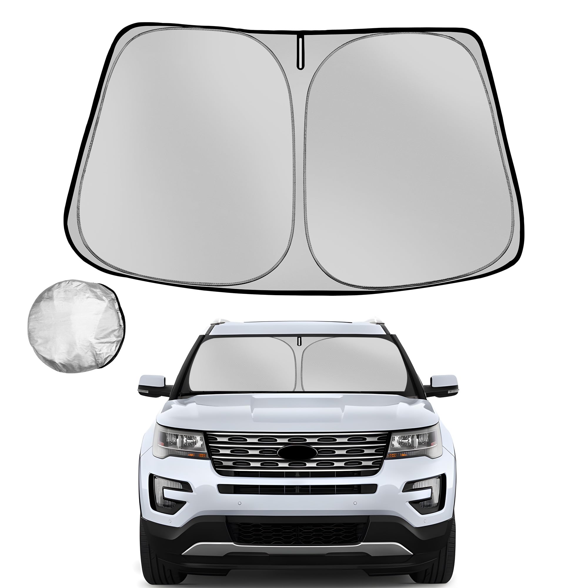Photo 1 of Fonowka Windshield Sun Shade for 2011-2019 Ford Explorer SUV Foldable Sun Sunshade for Car Front Window Blocks UV Rays and Heat Automotive Interior Protector Custom Fit Accessories