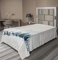 Ambesonne Christmas Flat Sheet, Watercolor Style