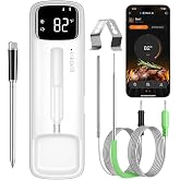 3 Wireless &amp; Wired Probes, Wireless Meat Thermometer with Magnetic LED Display, Bluetooth Meat Thermometer for BBQ, Oven, Smoker, Food Thermometer Digital with Dual Sensors, 28 USDA Presets
