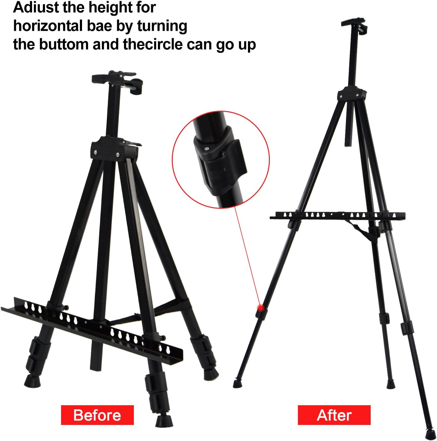 T-Sign 66" Reinforced Artist Easel Stand, Extra Thick Aluminum Metal Tripod Display Easel 21" to 66" Adjustable Height with Portable Bag for Floor/Table-Top Drawing and Displaying : Office Products