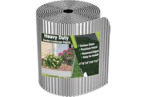 GTSABWAY Corrugated Garden Edging,12"×20Ft Galvanized Steel Landscape Edging & Lawn Edging Border,Metal Garden Border for Flower Beds,Garden,Lawn,Raised Beds & Tree Surrounds(Silver)