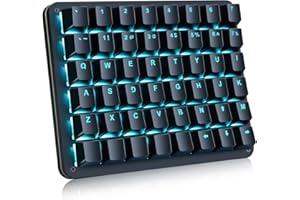 Koolertron Single-Handed Macro Mechanical Keyboard, Blue LED Backlight Portable Single-Handed Mechanical Gaming Keyboard 48 Fully Programmable Keys Red Axis