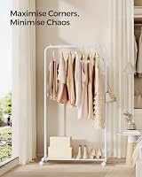 SONGMICS Clothes Rack on Wheels with Storage Shelf 74 cm Long White HSR130W01 view 2