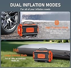 Tire Inflator Portable Air Compressor, 12V DC 110V