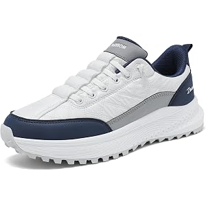 DARIBOM Golf Shoes Men Spikeless No-Slip Lightweight Quick Entry Heel Outdoor Sneakers Size 14(Blue)