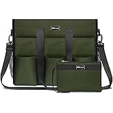 TOPDesign Utility Water Resistant Tote Bag with 22 Pockets, Top Zipper Closure & Thick Bottom Support, for Working Women