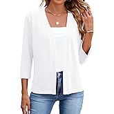 Newchoice Womens 3/4 Sleeve Open Front Cardigan Cropped Lightweight Shrug Bolero Cardigan Sweater