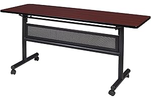 REGENCY Kobe 60" Flip Top Mobile Training Table with Modesty- Mahogany