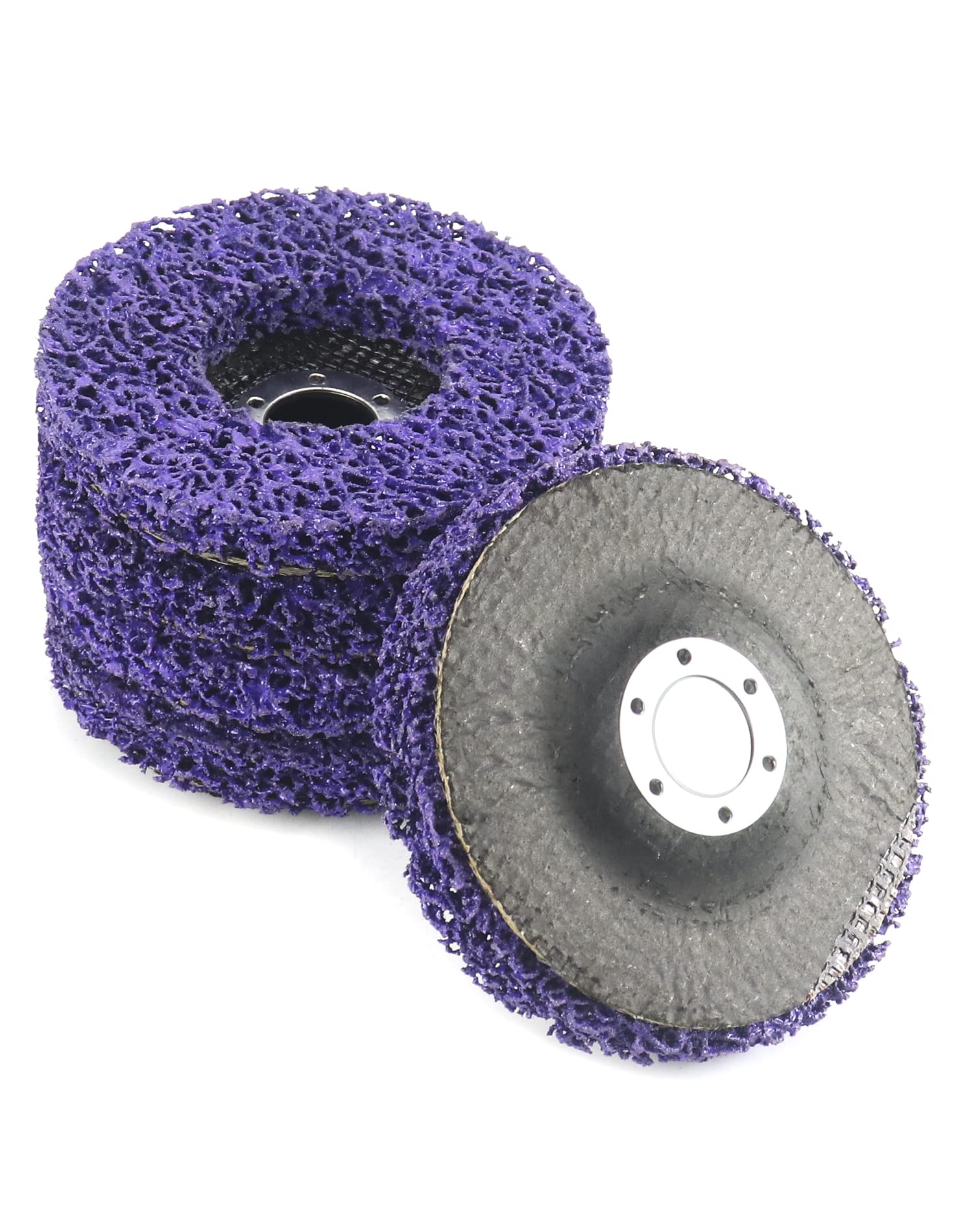 QWORK® 5Pcs Angle Grinder Discs, 4.5Inch/115Mm Discs Stripping Wheel, For Metal, Plastic, Cement, Wood And Stone Surfaces, Purple