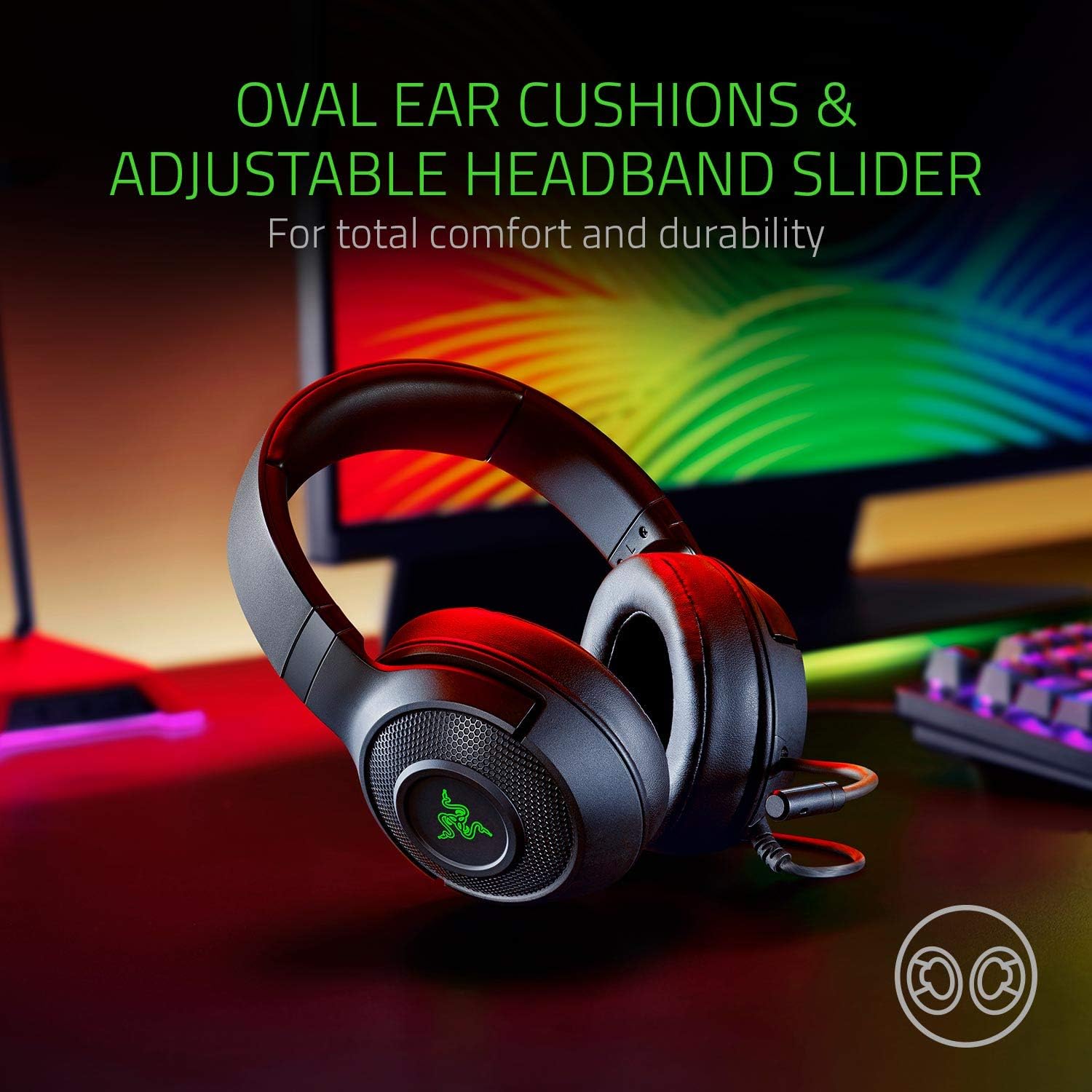 Razer Kraken X USB Ultralight Gaming Headset: 7.1 Surround Sound - Lightweight Frame - Green Logo Lighting - Integrated Audio Controls - Bendable Cardioid Microphone - For PC - Classic Black: Computers & Accessories