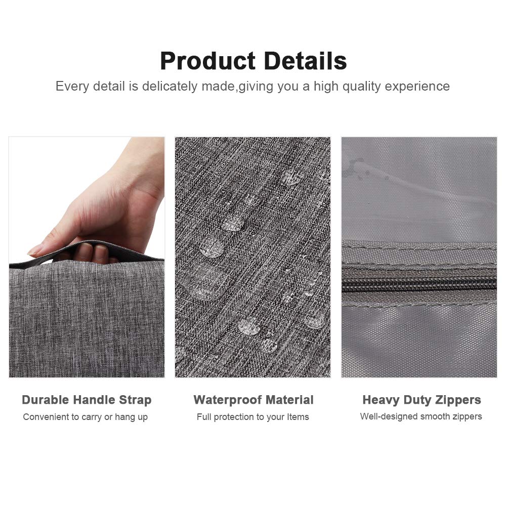 Hanging Toiletry Bag Water Resistant, Travel Wash Bags Cosmetic Bags with 8 Pouches, Bathroom Shower Organizer Portable Durable for Men and Women (Grey)