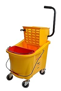 Janico 1036 Mop Bucket Side Press Wringer Combo, 36 Quart 9 Gallon, Includes Insert Mop Bucket, Yellow