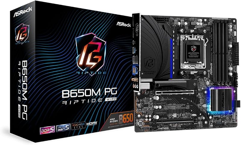 ASRock B650M PG Riptide WiFi Motherboard AMD AM5 Ryzen 7000 Series DDR5 Micro