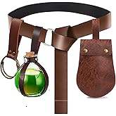 SUMGOGO 4 Pcs Halloween Renaissance Belt Pouch Witch Bottle Skirt Hikes Medieval Viking Pirate Leather Belt Costume Set