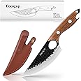Eocogup Chef Knife 11.1 inch with Leather Sheath - Multipurpose Sharp Kitchen Knife Capable of Opening Beer Bottles,Japanese Butcher Knife for Home,Outdoor,and Camping Use,Suitable for Women Men