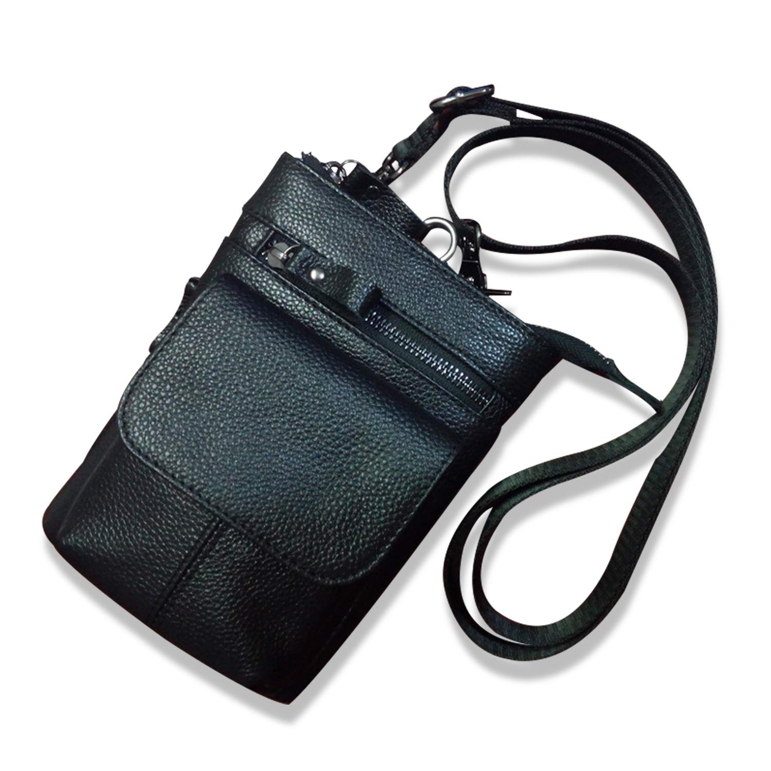 FANDARE Small Crossbody Bag Leather Mobile Phone Waist Pocket Shoulder Bag Business Messenger Bag for Men Waterproof Satchel Bag Black b