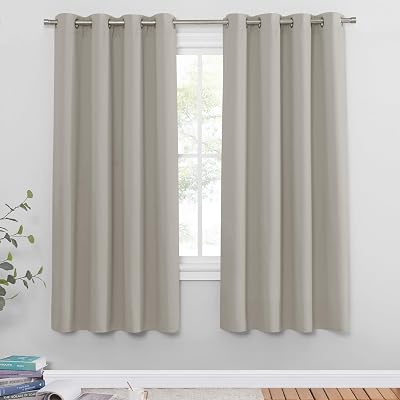 PONY DANCE Natural Thermal Insulated Short Curtains 52W x 54L Pair