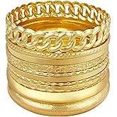 YBMYCM 10Pcs Gold-plated Bangle Bracelet Set for Women Multi Layer Stackable Wide Bangles Indian Chunky Bangle Bracelets Ethnic Glossy Textured Bracelets Wedding Outfit Jewelry