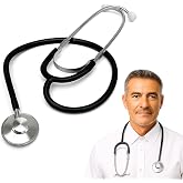 Dixie EMS Single Head Lightweight Stethoscope, Latex Free, for Doctors, Nurses, Students, Medical and Home Use - Black