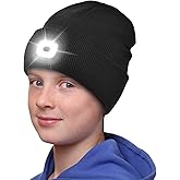 Etsfmoa Unisex Beanie with The Light,Gifts for Kids Boys and Girls Children USB Rechargeable Headlamp The Cap