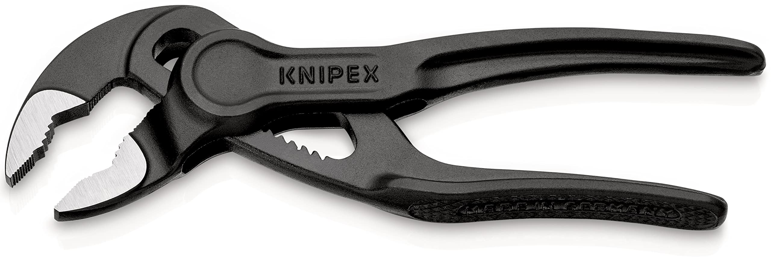 KNIPEX Cobra XS Mini-Wasserpumpenzange, 100 mm, Muttern bis 24 mm, Rohre bis 28 mm, Selbstklemm-Effekt, Rohrzange, EDC, 87 00 100 2
