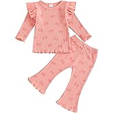Baby Girl Fall Clothes Set Ruffle Long Sleeve Tops Flare Pants Cute Infant Toddler Outfits 6 12 18 24 Months 2T 3T