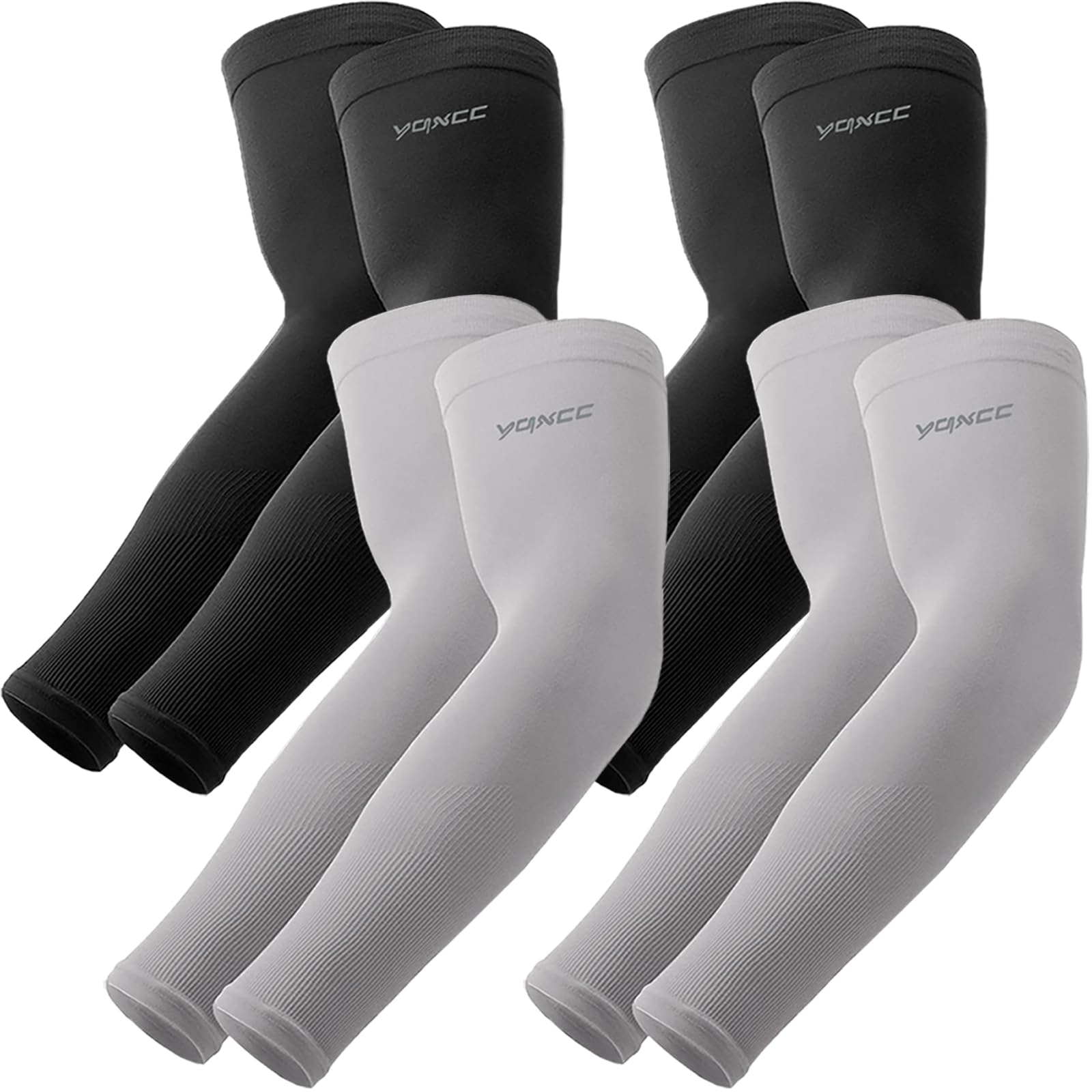 YQXCC 4 Pairs Arm Sleeves | Cooling UV Sun Protection | Sports Compression | for Men Women | for Golf Basketball Football