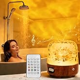 Waterproof Shower Lamp, Bluetooth Speaker, Ocean Wave Projector Light | Rechargeable Shower Lamp with 16 Colors, 4 Light Modes, Touch &amp; Remote Control, White Noise for Shower, Bathroom &amp; Bathtub