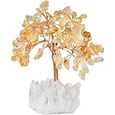 mookaitedecor Citrine Crystal Tree, Quartz Cluster Rock Crystal Base Bonsai Money Tree for Wealth and Luck