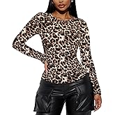 Women's Long Sleeve Basic Tops - Crew Neck Casual Going Out Y2K Fall Top Fitted T Shirt Clothes