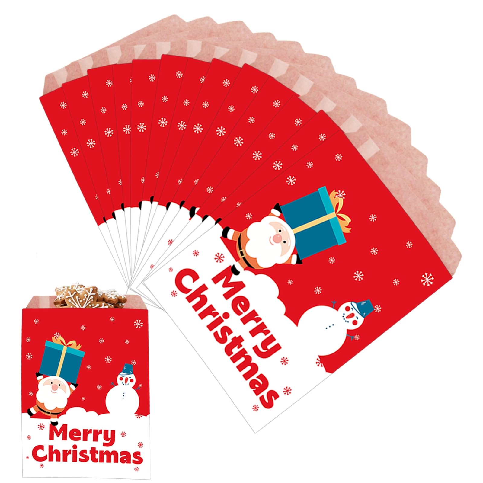 100pcs Christmas Party Sweet Bag, 5''x7'' Candy Paper Bags for Xmax Confectionery, Cake Gift Shop, Buffet Stall