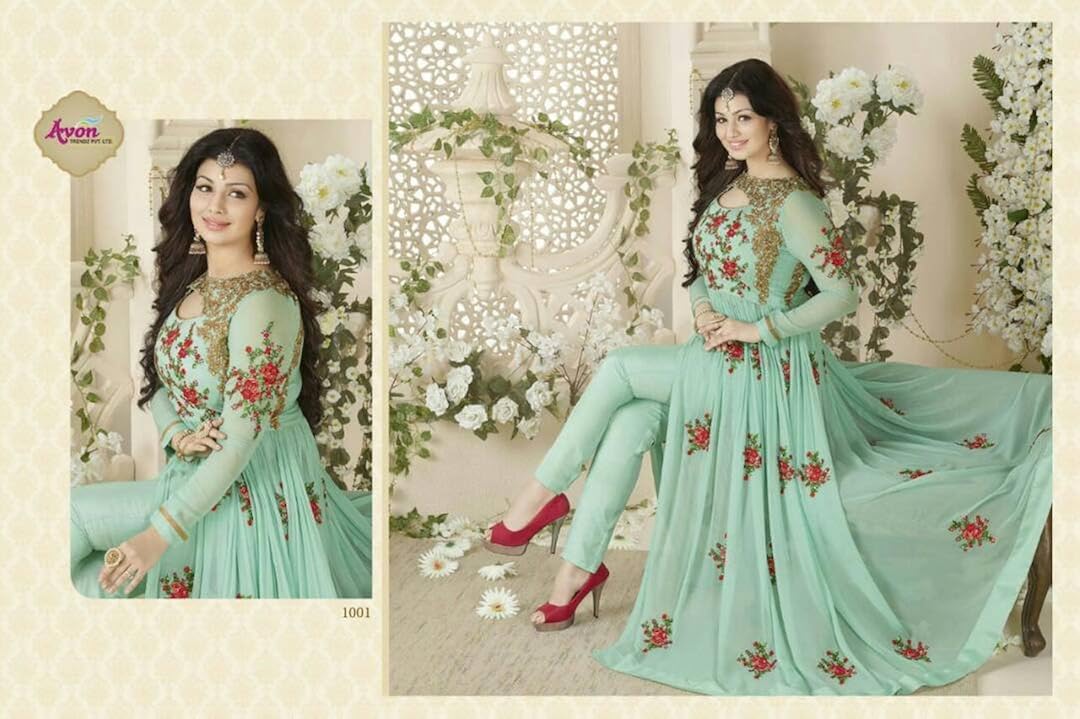 dwarkesh fashion women's georgette dress material (df_suit-014 green_green_standerd)