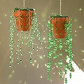 2 Pcs Beaded Plant Gifts for Plant Lovers Beaded Succulent Plants Sun Catcher Green Glass Leaf Beads Suncatcher for Window Hanging with Chain Bead Plants Crystal Sun Catchers Window Home Garden Decor