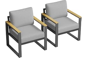 Garvee Aluminum Patio Armchairs Set of 2 – Upgraded Cushions – Rust-Resistant Sturdy Metal Outdoor Seating for Garden, Deck, 
