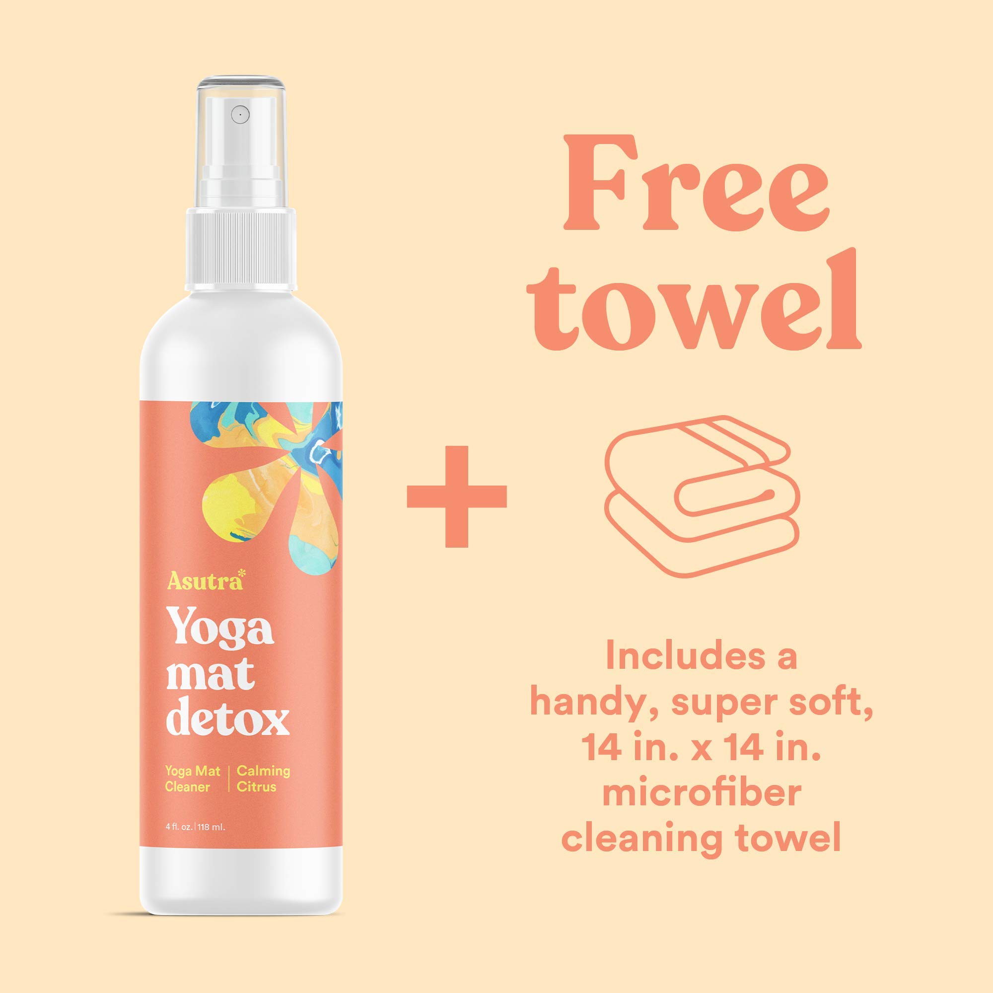 ASUTRA Organic Yoga Mat Cleaner (Calming Citrus Aroma), 4 fl oz Safe