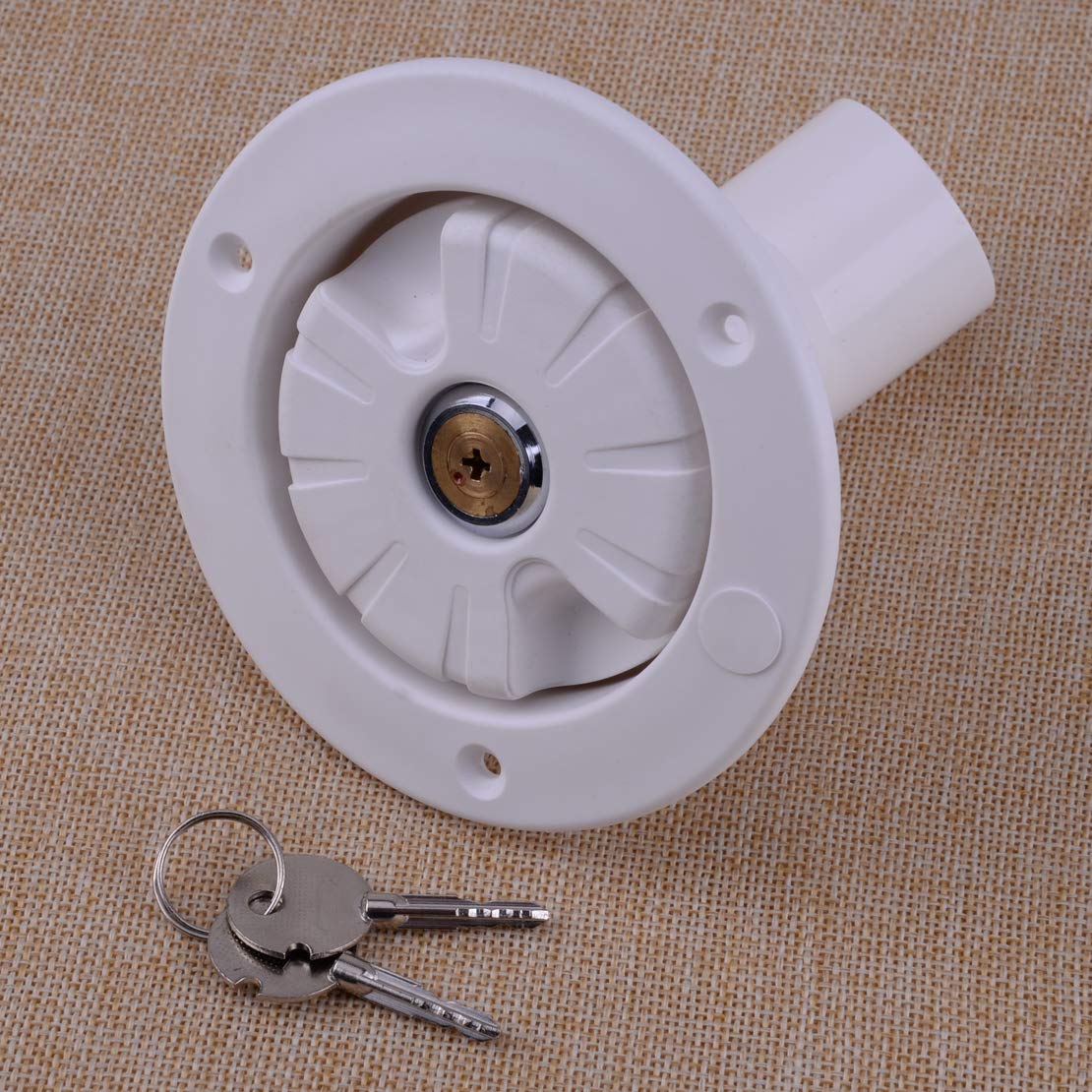 Motorhome Locking Water Cap, MASO Fresh Water Inlet Universal Locking Water Filler Cap With Two Keys -White