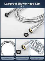 YEAUPE Shower Head 1.6m Hose High Pressure Rainfall 6 Modes Anti-scale view 7