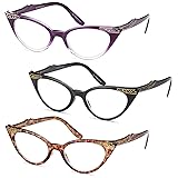 Gamma Ray Women's Reading Glasses - 3 Pairs Cat Eye