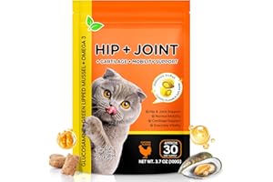 Cat Hip & Joint Health Chews with Glucosamine & Green-Lipped Mussel - Cat Joint Support Supplement, Hip & Mobility Soft Treat